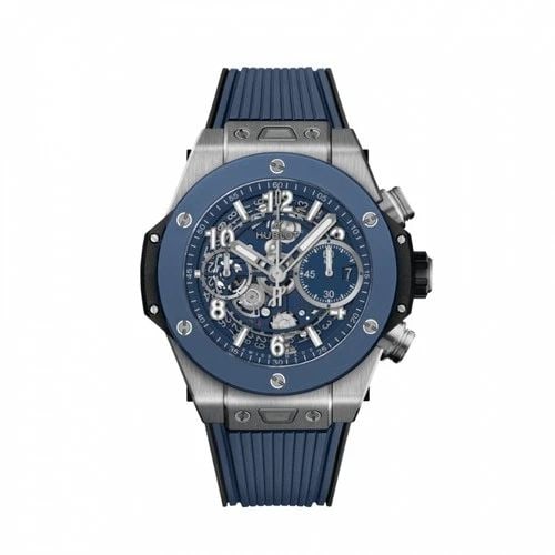 NEW HUBLOT BIG BANG 42 MM TITANIUM AUTOMATIC 42 MM WATCH 441.NL.5171.RX: NEW HUBLOT BIG BANG 42 MM TITANIUM AUTOMATIC 42 MM WATCH Manufacturer Hublot Category Big Bang 42 mm Reference Number 441.NL.5171.RX Band Color Blue Band Type Rubber Bezel Ceramic Box Yes Caliber HUB1