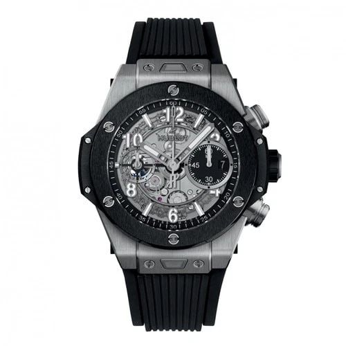 NEW HUBLOT BIG BANG UNICO TITANIUM AUTOMATIC 42 MM WATCH 441.NM.1171.RX: NEW HUBLOT BIG BANG UNICO TITANIUM AUTOMATIC 42 MM WATCH Manufacturer Hublot Category Big Bang UNICO Reference Number 441.nm.1171.rx Band Color Black Band Type Rubber Bezel Ceramic Box Yes Condition N