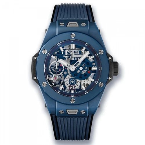 NEW HUBLOT BIG BANG MECA-10 CERAMIC AUTOMATIC SELF WIND WATCH 414.EX.5123.RX: NEW HUBLOT BIG BANG MECA-10 CERAMIC AUTOMATIC SELF WIND WATCH Manufacturer Hublot Category Big Bang Meca-10 Reference Number 414.EX.5123.RX Band Color Blue Band Type Rubber Bezel Screws bezel Box Yes 