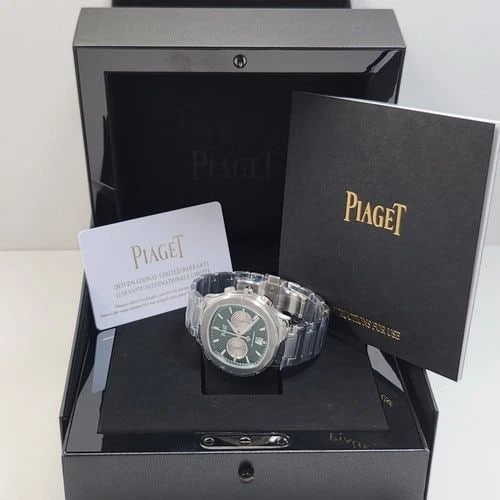 2025 FULL SET PIAGET POLO 42MM CHRONOGRAPH DATE STEEL GREEN DIAL WATCH G0A49024 (1 of 2)