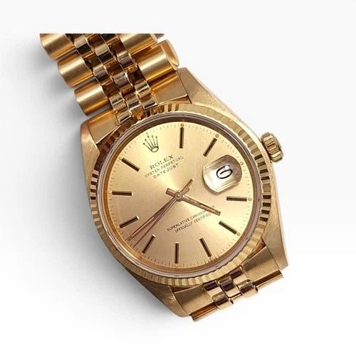 W/BOX ROLEX DATEJUST 36 MM 18K YELLOW GOLD SUPER JUBILEE WATCH 16018 CIRCA 1979: W/BOX ROLEX DATEJUST 36 MM 18K YELLOW GOLD SUPER JUBILEE WATCH 16018 CIRCA 1979 Manufacturer Rolex Category Mens Datejust 36mm Subcategory Sapphire Crystal Quick Set Reference Number 16018 Additional 