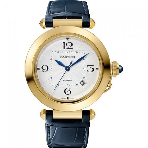 NEW CARTIER PASHA DE CARTIER 18K YELLOW GOLD 41 MM AUTOMATIC WATCH WGPA0007: NEW CARTIER PASHA DE CARTIER 18K YELLOW GOLD 41 MM AUTOMATIC WATCH Manufacturer Cartier Category Pasha Reference Number WGPA0007 Additional Keywords de Cartier Band Type Leather Box Yes Condition New 
