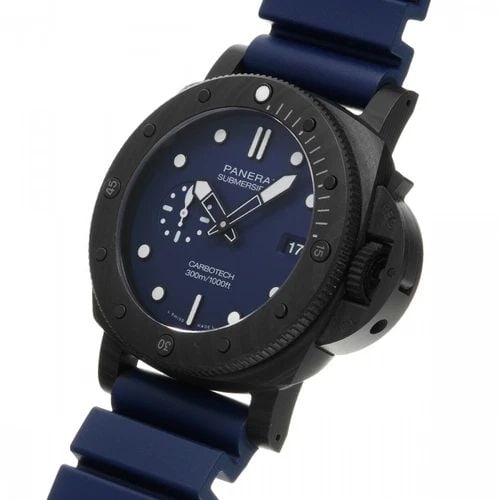 NEW PANERAI SUBMERSIBLE QUARANTAQUATTRO CARBOTECH 44 MM BLUE WATCH PAM01232: NEW PANERAI SUBMERSIBLE QUARANTAQUATTRO CARBOTECH 44 MM BLUE WATCH Manufacturer Panerai Category Submersible Reference Number PAM01232 Additional Keywords QuarantaQuattro Band Color Blue Band Type Rub