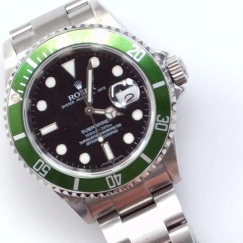 ROLEX SUBMARINER KERMIT DATE 40 MM STEEL GREEN BEZEL WATCH 16610T Z SERIES 2007 (1 of 2)