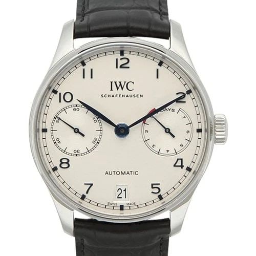 NEW IWC PORTUGIESER AUTOMATIC 7 DAY POWER RESERVE STAINLESS STEEL WATCH IW500705: NEW IWC PORTUGIESER AUTOMATIC 7 DAY POWER RESERVE STAINLESS STEEL WATCH Manufacturer IWC Category Portugieser Subcategory Automatic Reference Number IW500705 Band Color Black Band Type Alligator Strap