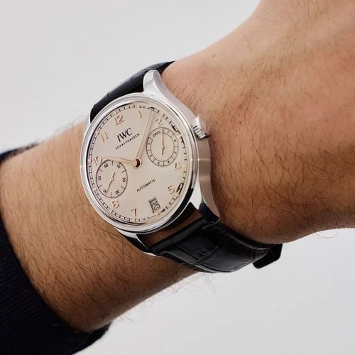 NEW IWC PORTUGIESER AUTOMATIC STAINLESS STEEL AUTOMATIC 42 MM WATCH IW501705: NEW IWC PORTUGIESER AUTOMATIC STAINLESS STEEL AUTOMATIC 42 MM WATCH Manufacturer IWC Category Portugieser Subcategory Automatic Reference Number IW501705 Band Color Black Band Type Leather Box Yes Con
