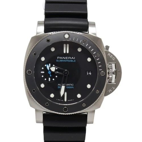 NEW PANERAI SUBMERSIBLE STAINLESS STEEL AUTOMATIC SELF WINDING WATCH PAM02683: NEW PANERAI SUBMERSIBLE STAINLESS STEEL AUTOMATIC SELF WINDING WATCH Manufacturer Panerai Category Submersible Reference Number PAM02683 Band Color Black Band Type Rubber Strap Box Yes Condition New w