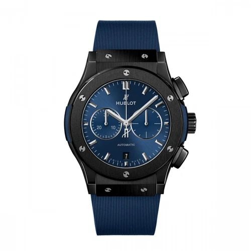 NEW HUBLOT CLASSIC FUSION CERAMIC AUTOMATIC 42 MM BLUE WATCH 541.CM.7170.RX: NEW HUBLOT CLASSIC FUSION CERAMIC AUTOMATIC 42 MM BLUE WATCH Manufacturer Hublot Category Classic Fusion Reference Number 541.CM.7170.RX Band Color Blue Band Type Rubber Box Yes Condition New with tag