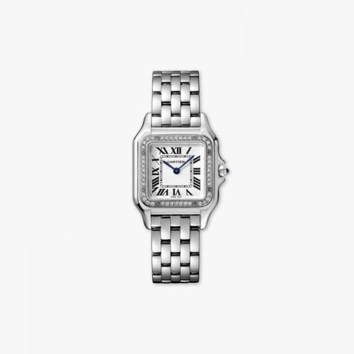 CARTIER PANTHERE STEEL DIAMOND BEZEL MEDIUM MODEL QUARTZ WATCH W4PN0008 COMPLETE (1 of 2)
