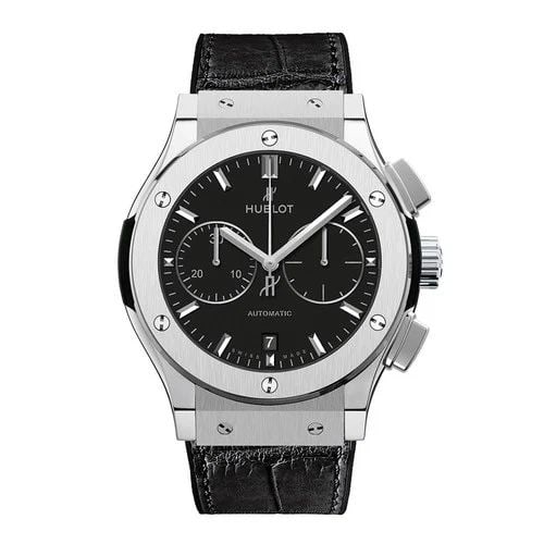 NEW HUBLOT CLASSIC FUSION TITANIUM 45 MM BLACK AUTOMATIC WATCH 521.NX.1171.LR: NEW HUBLOT CLASSIC FUSION TITANIUM 45 MM BLACK AUTOMATIC WATCH Manufacturer Hublot Category Classic Fusion Reference Number 521.NX.1171.LR Band Color Black Band Type Strap Bezel Fixed Box Yes Conditio