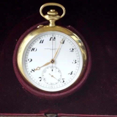 W/BOX POCKET WATCH VACHERON CONSTANTIN 50 MM18K ROSE GOLD ENAMEL WATCH 98 GRAMS (1 of 2)