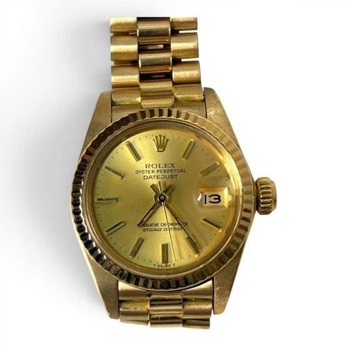 FULL SET 1981 ROLEX LADIES DATEJUST 18K YELLOW GOLD PRESIDENT WATCH 6917: FULL SET 1981 ROLEX LADIES DATEJUST 18K YELLOW GOLD PRESIDENT WATCH 6917 Manufacturer Rolex Category Ladies Datejust Reference Number 6917 Band Yellow Gold Band Color 18k Yellow Gold Band Type Preside