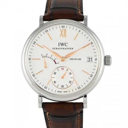 NEW IWC PORTOFINO HAND WOUND EIGHT DAYS SILVER DIAL STEEL 45MM IW510103: NEW IWC PORTOFINO HAND WOUND EIGHT DAYS SILVER DIAL STEEL 45MM IW510103 Manufacturer IWC Category Portofino Subcategory Hand-Wound Eight Days Reference Number IW510103 Band Color Dark Brown Band Type 