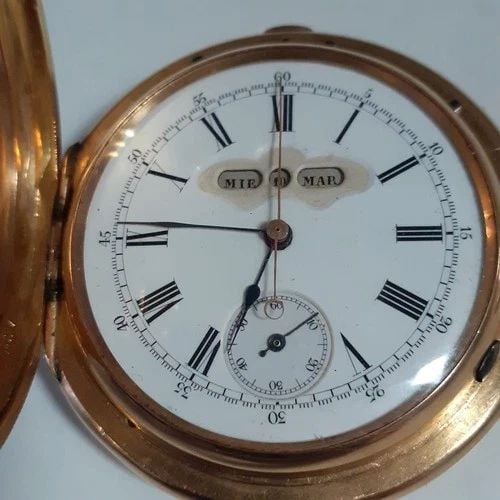 VERY EXOTIC POCKET WATCH ANONIMO 18K YELLOW GOLD 55 MM DAY DATE SPANISH WATCH (1 of 2)