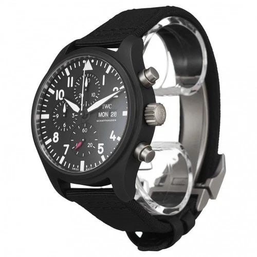 NEW IWC PILOTS TOP GUN CHRONOGRAPH CERAMIC AUTOMATIC 44.5MM WATCH IW389101: NEW IWC PILOTS TOP GUN CHRONOGRAPH CERAMIC AUTOMATIC 44.5MM WATCH Manufacturer IWC Category Pilots Subcategory Top Gun Chronograph Reference Number IW389101 Band Color Black Band Type Nato Strap Bezel