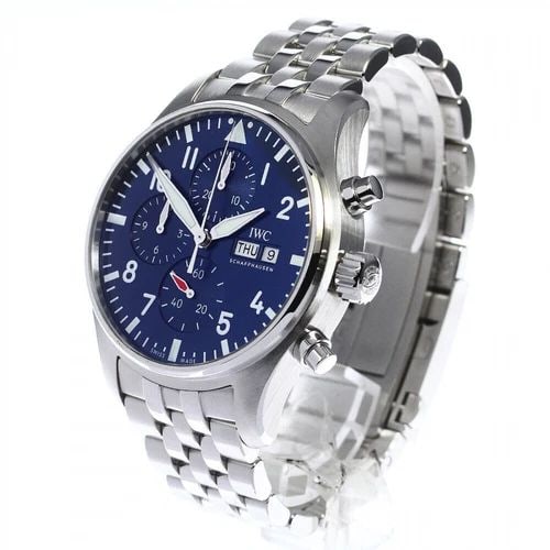 NEW IWC PILOTS CHRONOGRAPH STEEL CASE AUTOMATIC 43 MM BLUE WATCH IW378004 (1 of 2)