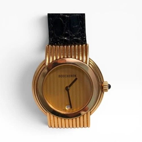 RARE VINTAGE BOUCHERON REFLET MONTRE BOUCHERON REFLET 18K YELLOW GOLD WATCH: RARE VINTAGE BOUCHERON REFLET MONTRE BOUCHERON REFLET 18K YELLOW GOLD WATCH Manufacturer Boucheron Category Reflet Additional Keywords Rare Vintage Montre Boucheron Reflet Band Type Leather Bezel colo