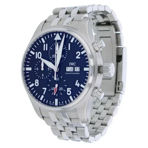 IWC PILOTS 43 MM STEEL AUTOMATIC BLACK CHRONOGRAPH WATCH IW378002: IWC PILOTS 43 MM STEEL AUTOMATIC BLACK CHRONOGRAPH WATCH Manufacturer IWC Category Pilots Reference Number IW378002 Band Type Stainless Steel Box Yes Condition New with tags Crystal Scratch Resistant 