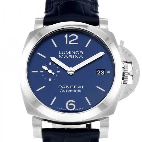 NEW PANERAI LUMINOR MARINA STAINLESS STEEL 42 MM BLUE DIAL WATCH PAM01393: NEW PANERAI LUMINOR MARINA STAINLESS STEEL 42 MM BLUE DIAL WATCH Manufacturer Panerai Category Luminor Marina Reference Number PAM01393 Band Color Blue Band Type Leather Box Yes Dial Color Blue Dial F