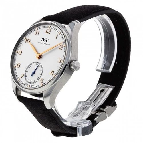 NEW IWC PORTUGIESER STAINLESS STEEL AUTOMATIC 40.4 MM WATCH IW358303: NEW IWC PORTUGIESER STAINLESS STEEL AUTOMATIC 40.4 MM WATCH Manufacturer IWC Category Portugieser Reference Number IW358303 Band Leather Band Color Black Bezel color Stainless Steel Box Yes Color Stee