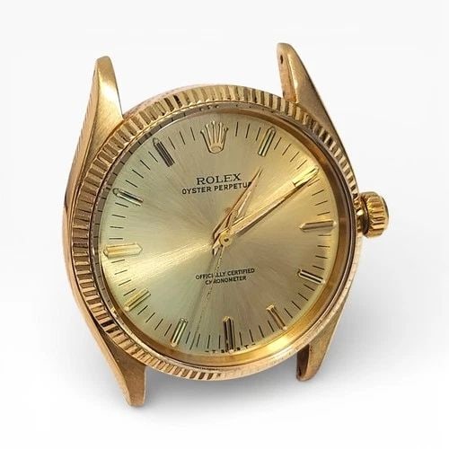 VINTAGE ROLEX OYSTER PERPETUAL 34 MM 18K YELLOW GOLD AUTOMATIC WATCH 6567 1959 (1 of 2)