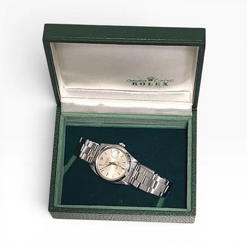FULL SET 1969 ROLEX DATE 34 MM STEEL TROPICAL DIAL OYSTER AUTOMATIC WATCH 1500: FULL SET 1969 ROLEX DATE 34 MM STEEL TROPICAL DIAL OYSTER AUTOMATIC WATCH 1500 Manufacturer Rolex Category Mens Date 34mm Subcategory Plastic Crystal Non Quick Reference Number 1500 Additional Keyword