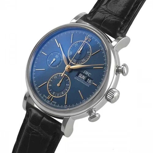 NEW IWC PORTOFINO CHRONOGRAPH STAINLESS STEEL BLUE WATCH IW391036: NEW IWC PORTOFINO CHRONOGRAPH STAINLESS STEEL BLUE WATCH Manufacturer IWC Category Portofino Subcategory Chronograph Reference Number IW391036 Band Color Black Band Type alligator leather Bezel fixed 
