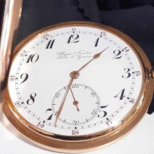 POCKET WATCH ULYSSE NARDIN 18K YELLOW GOLD 51 MM WHITE WATCH OPEN FACE 82 GRAMS (1 of 2)