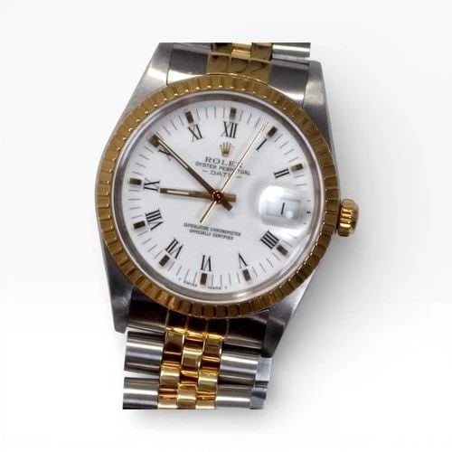 ROLEX DATE 34MM STEEL 18K YELLOW GOLD JUBILEE WHITE GOLD WATCH 15053 R SERIES 87: ROLEX DATE 34MM STEEL 18K YELLOW GOLD JUBILEE WHITE GOLD WATCH Manufacturer Rolex Category Mens Date 34mm Subcategory Plastic Crystal Quick Set Reference Number 15053 Additional Keywords Band Steel ,Y