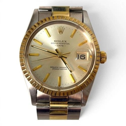 FULL SET 1982 ROLEX DATE 34 MM TWO TONE OYSTER AUTOMATIC WATCH 15053 (1 of 2)