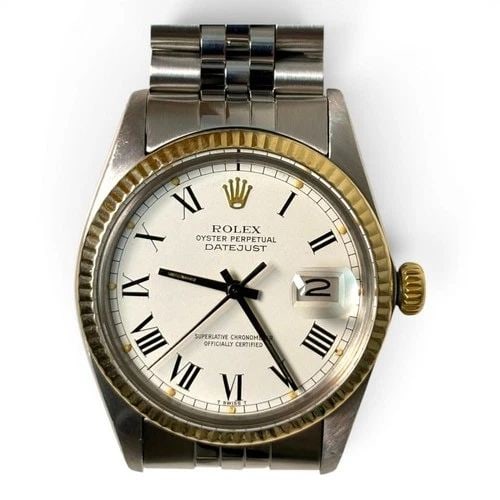 ROLEX DATEJUST 36 MM TWO TONE JUBILEE WHITE ROMAN BUCKLEY WATCH 16013 CIRCA 1980 (1 of 2)