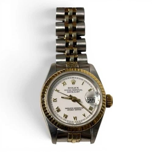 ROLEX LADIES DATEJUST 26 MM STEEL 18K GOLD JUBILEE WATCH 69173 CIRCA 1987: ROLEX LADIES DATEJUST 26 MM STEEL 18K GOLD JUBILEE WATCH 69173 CIRCA 1987 Manufacturer Rolex Category Ladies Datejust Reference Number 69173 Band Steel ,Yellow Gold Band Color Yellow Gold & Stainless 
