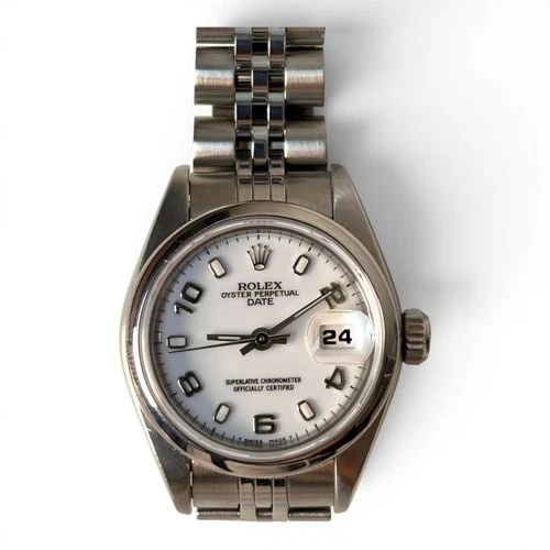 FULL SET ROLEX DATE 26MM STEEL JUBILEE WHITE AUTOMATIC WATCH 69160 A SERIES 1999: FULL SET ROLEX DATE 26MM STEEL JUBILEE WHITE AUTOMATIC WATCH 69160 A SERIES 1999 Manufacturer Rolex Category Oyster Perpetual Ladies Date Reference Number 69160 Additional Keywords OPEN PAPERS Band St