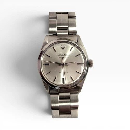 ROLEX AIR KING PRECISION 34 MM OYSTER STEEL AUTOMATIC WATCH 5500 L SERIES 1989: ROLEX AIR KING PRECISION 34 MM OYSTER STEEL AUTOMATIC WATCH 5500 L SERIES 1989 Manufacturer Rolex Category Mens Air King Subcategory Plastic Crystal Reference Number 5500 Additional Keywords PRECISION
