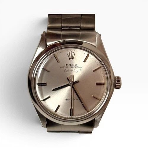 ROLEX AIR KING PRECISION 34 MM STEEL OYSTER AUTOMATIC WATCH 5500 CIRCA 1974: ROLEX AIR KING PRECISION 34 MM STEEL OYSTER AUTOMATIC WATCH 5500 CIRCA 1974 Manufacturer Rolex Category Mens No Date 34mm Reference Number 5500 Band Stainless Steel Band Color Steel Band Type Oyster B