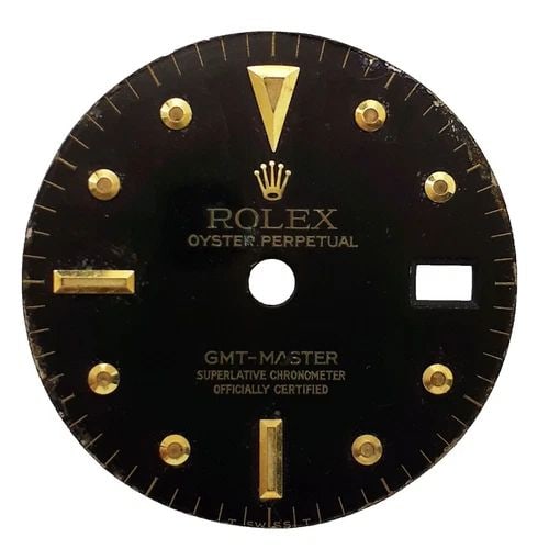 ROLEX GMT BLACK DIAL NON QUICK NIPPLE GOLD MARKERS 1675: ROLEX GMT BLACK DIAL NON QUICK NIPPLE GOLD MARKERS 1675 Manufacturer Rolex Reference Number 1675 Additional Keywords NON QUICK GOLD NIPLES MARKERS Customized No Description no evelopes no hands. Dial 
