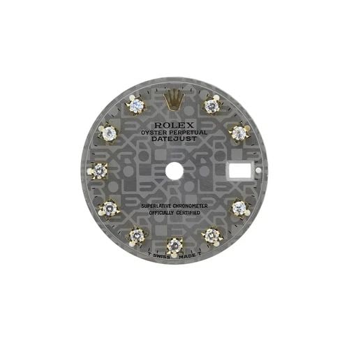 ROLEX DIAL LADIES DATEJUST GREY JUBILEE WITH 10 DIAMONDS REF-6917/69173/79173: ROLEX DIAL LADIES DATEJUST GREY JUBILEE WITH 10 DIAMONDS REF-6917/69173/79173 Manufacturer Rolex Reference Number 6917/69173/79173 Additional Keywords Datejust Jubilee Dial Description Rolex Oyster Pe