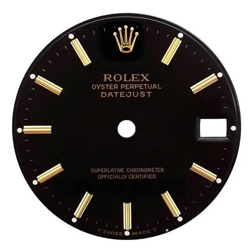 AUTHENTIC ROLEX BLACK DIAL FOR MIDSIZE WATCHES WITH SAPPHIRE OR PLASTIC CRYSTAL (1 of 2)