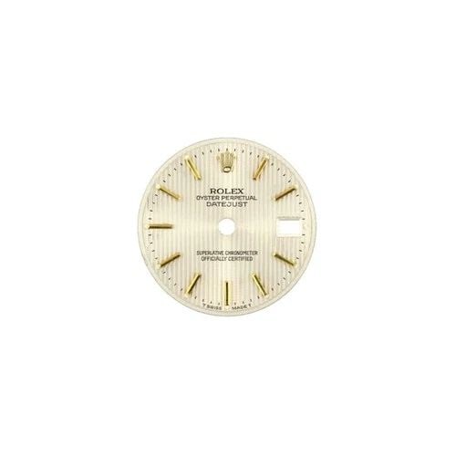 NEW ROLEX DIAL LADIES DATEJUST WITH YELLOW GOLD STICKS: NEW ROLEX DIAL LADIES DATEJUST WITH YELLOW GOLD STICKS Manufacturer Rolex Dials Category OP Ladies Datejust Reference Number 69178 Additional Keywords Silver Condition New with tags Crystal Any Descri
