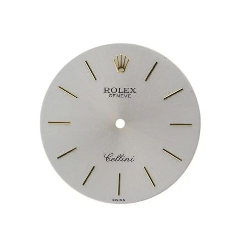 MINT ORIGINAL ROLEX DIAL CELLINI CLASSIC DIAMETER 30MM SLATE SILVER/GOLD STICKS: MINT ORIGINAL ROLEX DIAL CELLINI CLASSIC DIAMETER 30MM SLATE SILVER/GOLD STICKS Manufacturer Rolex Category Cellini Classic Crystal Plexi Description no envelopes no hands. Dial Color Silver Dial Type