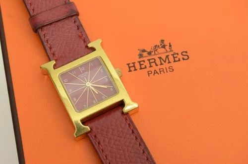 AUTHENTIC HERMES RED LEATHER GOLD PLATED H LOGO 21MM WATCH SUNBURST HH1.201: AUTHENTIC HERMES RED LEATHER GOLD PLATED H LOGO 21MM WATCH SUNBURST HH1.201 Authentic Hermes Red Leather Gold Plated H Logo 21mm Watch Sunburst HH1.201 AUTHENTIC HERMES RED LEATHER GOLD PLATED H LOGO 