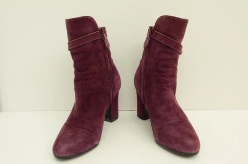 AUTHENTIC HERMES SUEDE BOOTS SHORT PURPLE KELLY TURNLOCK SP SHOES BLOCK HEELS (1 of 2)