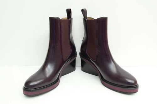 AUTHENTIC HERMES BOOTS PURPLE LEATHER 36.5 WOMENS WEDGE SHOES LADIES CLOTHING (1 of 2)