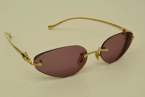 AUTHENTIC CARTIER SPOTTED PANTHER SUNGLASSES 18 130 OVAL ROSE PINK GP FRAMES (1 of 2)