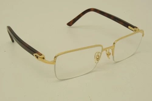 AUTHENTIC CARTIER SUNGLASSES BOTTOM RIMLESS RECTANGLE DECOR GP DARK BROWN FRAMES (1 of 2)