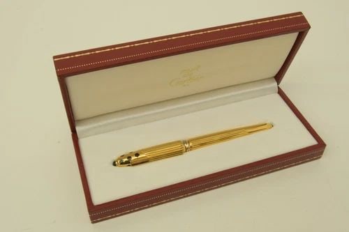 AUTHENTIC CARTIER FOUNTAIN PEN GP PANTHERE SPOTS 18K NIB OFFICE DESK COLLECTIBLE (1 of 2)