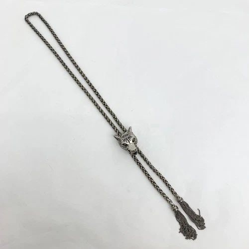 AUTHENTIC GUCCI ANGER FOREST WOLF BOLO TIE NECKLACE SILVER PLATED ROPE JEWELRY: AUTHENTIC GUCCI ANGER FOREST WOLF BOLO TIE NECKLACE SILVER PLATED ROPE JEWELRY AUTHENTIC GUCCI ANGER FOREST WOLF BOLO TIE NECKLACE SILVER PLATED ROPE JEWELRY Gucci Anger Forest Jewelry Accessory, Neck