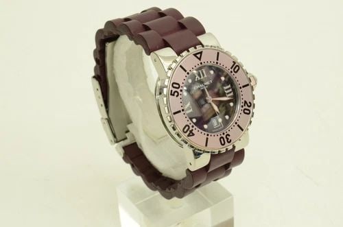 AUTHENTIC CHAUMET WATCH 32MM SS CLIP ROMAN NUMERAL QUARTZ MAROON PLUM WRISTWATCH (1 of 2)
