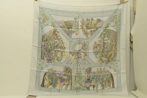 AUTHENTIC HERMES SCARF VINTAGE DANSE DU CHEVAL MARWARI GRAY 90CM FAIVRE SILK (1 of 2)