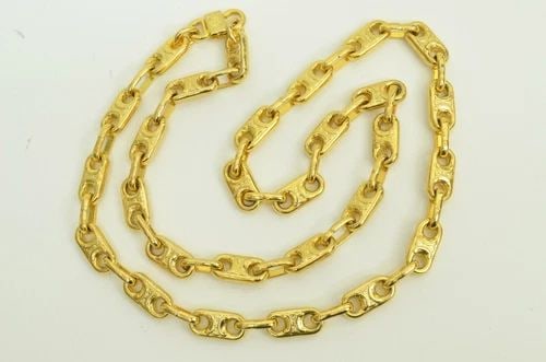 AUTHENTIC CELINE LOGO LINK CHAIN NECKLACE GP EMBLEM VINTAGE SIGNATURE JEWELRY: AUTHENTIC CELINE LOGO LINK CHAIN NECKLACE GP EMBLEM VINTAGE SIGNATURE JEWELRY Authentic Celine Logo Link Chain Necklace GP Emblem Vintage Signature Jewelry AUTHENTIC CELINE LOGO LINK CHAIN NECKLACE GP